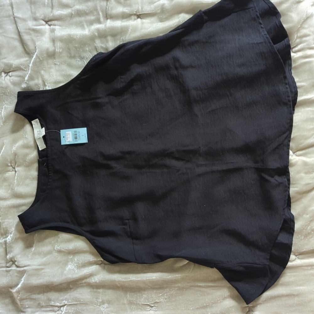 LOFT Black Ruffle back top
